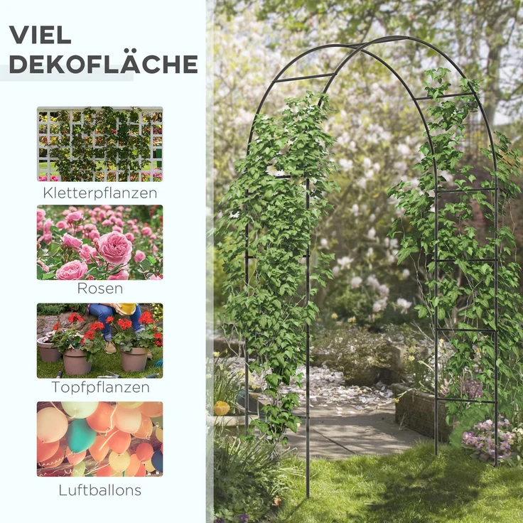 Rosenbogen Metall Torbogen Gartenbogen Kletterpflanzen Rankpflanzen Schwarz 140x40x240cm--Schwarz--140x40x240cm--YOUDENOVA – Bild 4