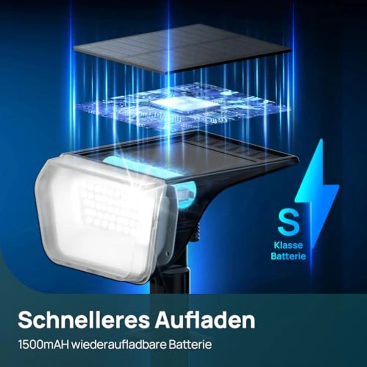 Linkind 60-Led Solar Strahler für außen Warmweiß 800Lm, Extra-lange Leuchtdauer & Intelligent Entladung, 3000K Solar Gartenleuchte mit Lade-Anzeige, IP67 LED Gartenstrahler Solarlichter, 3 Stück – Bild 3