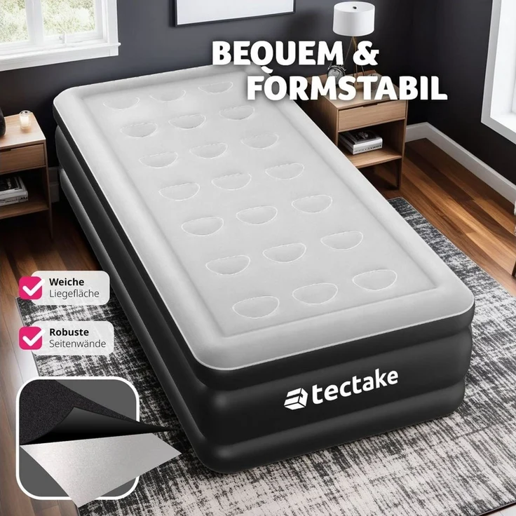 tectake Luftbett Aufblasbare Matratze, (für 1 oder 2 Personen, Komplettset), Aufblasbare Matratze AirDreams mit Elektropumpe – Bild 2