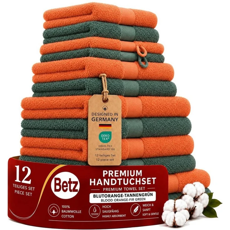 Betz Handtücher Premium Handtuch-Set 12-tlg, 100% Baumwolle (Set, 12-St), Duschtücher,Handtücher, Gästetücher, Seiftücher,Waschhandschuhe – Bild 1