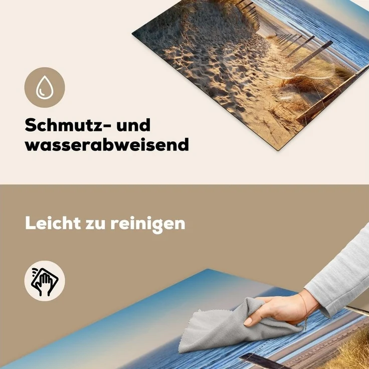MuchoWow Herd-Abdeckplatte Strand - Meer - Niederlande - Dünen - Sonne, Vinyl, (1 tlg), Ceranfeldabdeckung Küche, Herdabdeckplatte Einteilig, 60x52 cm – Bild 3