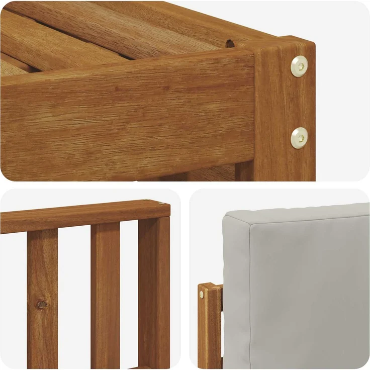 vidaXL Outdoor-Sofagarnitur 5 stk. 5-Sitzer Natur und Hellgrau 3374641 – Bild 5