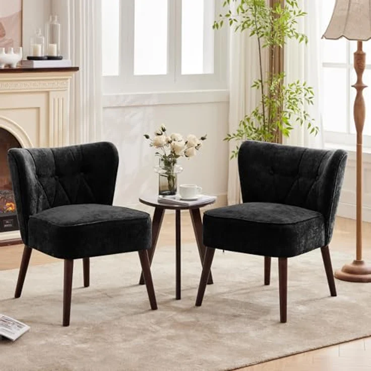 GarveeHome Lehnstühle Mit Ohrenlehne, Loungesessel Mit Leinenbezug, Gepolsterter Esszimmerstuhl Mit 130kg Tragkraft, Für Esszimmer Und Wohnzimmer, 51,6 x 68,6 x 73,9 cm – Bild 9