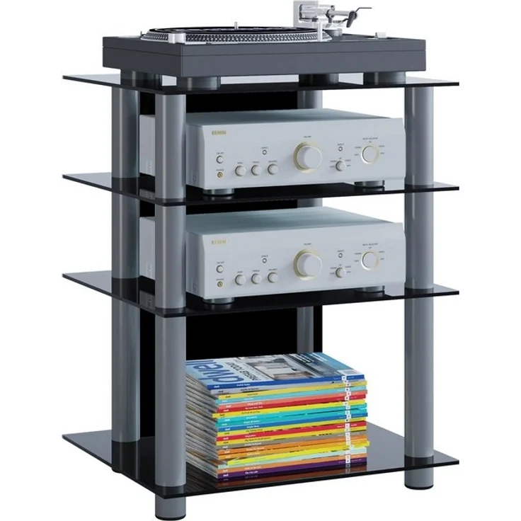 VCM Hifi-Möbel Bilus 14105 Schwarzglas H. 70 x B. 59 x T. 48 cm – Bild 3