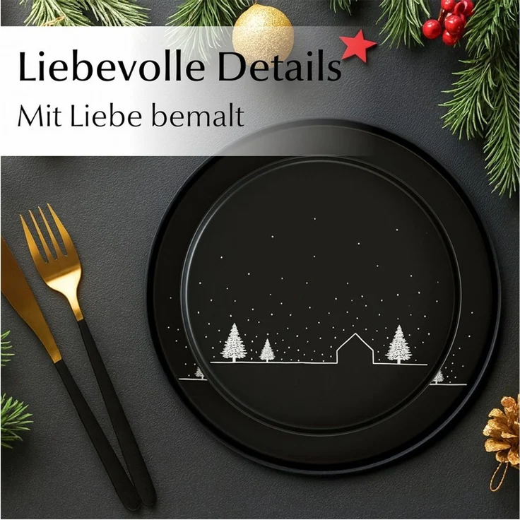 MiaMio Tafelservice Vinter matte Glasur, Schwarz (12-tlg), 4 Personen, Keramik, 12-teilig, matte schwarze Glasur – Bild 4