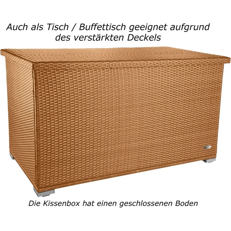 XXL Kissenbox ca. 950L auch als Tisch nutzbar mit doppel Hubautomatik u. Innenverkleidung, Farbe Natur, – Bild 4