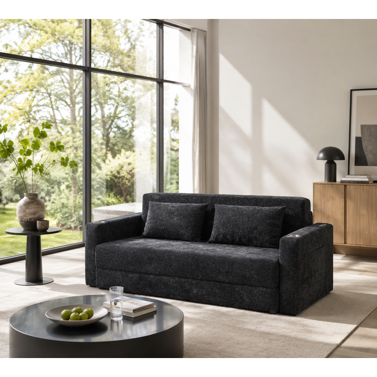 ZUBALIYA SchlafSofa mit USB - Anschluss, mit Chenille - Bezug, mit Samtbezug, mit breiten Armlehnen, mit Schaumstoffpolsterung – Bild 19