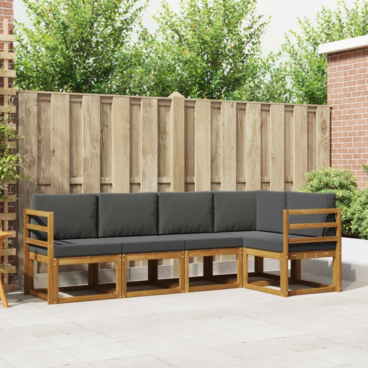 vidaXL Outdoor-Sofagarnitur 5 stk. 5-Sitzer Natur und Anthrazit 3366380 – Bild 1