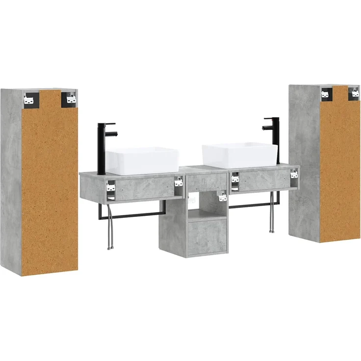 vidaXL Badezimmerschrank-Set 5 stk. Betongrau 136 x 35 x 80 cm 3405976 – Bild 7