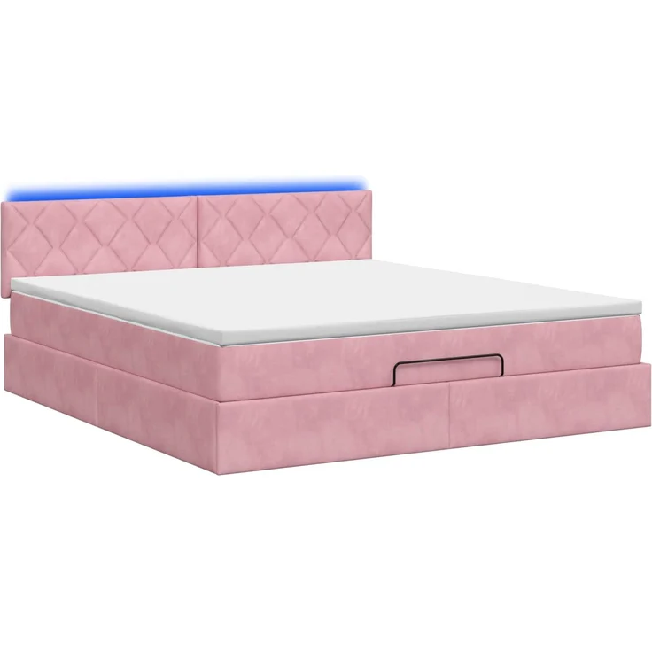vidaXL Ottoman-Bett mit Matratze und LED Rosa 140 x 190 cm Samt 3457214 – Bild 9