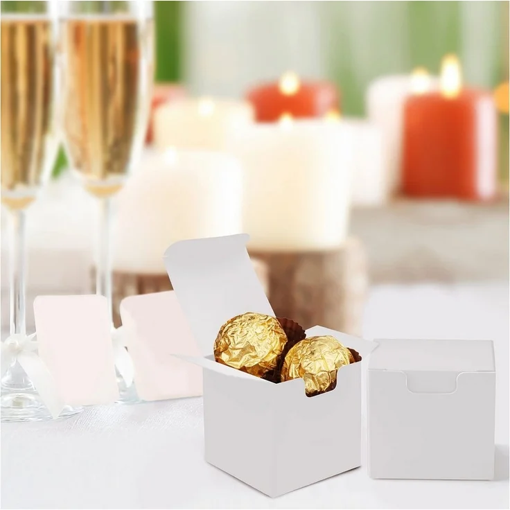 Kurtzy Geschenkbox Weiße Geschenkbox mit Deckel (50er Pack) - 5x5x5 cm (50 St) – Bild 3