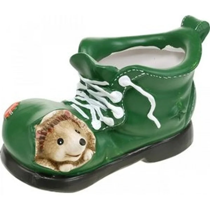 Viana Übertopf Übertopf Deko, grüner Schuh mit Igel, Keramik Blumentopf Pflanzgefäß – Bild 6