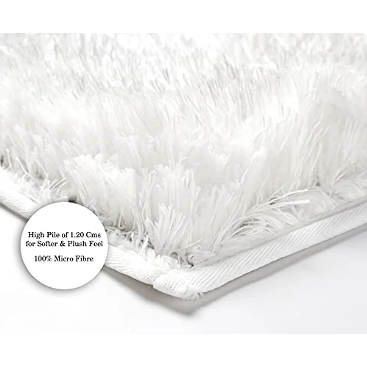 Penguin Home® rutschfeste, Flauschige, rubinrote Mikrofaser-Badematte|Farbe Weiß|Super weich und saugfähig mit dickem Flor und Latex-Rückseite für Badezimmerböden, Badeteppiche | Größe: 50x152 cm| – Bild 5