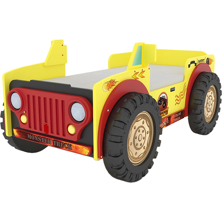 Autobett Monster Truck mit Matratze & Lattenrost