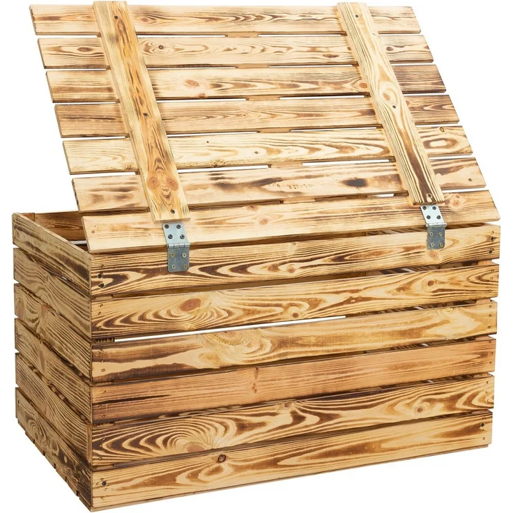 Kistenkolli Altes Land Allzweckkiste Grosse Holztruhe 80er geflammt mit Deckel 80x50x39cm (Spar-Set) – Bild 3