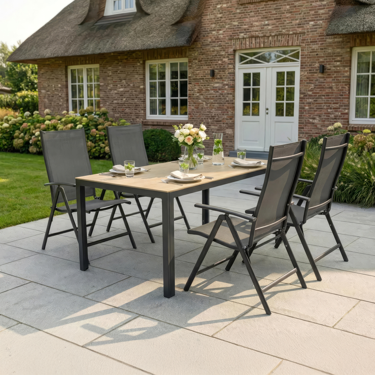 GARVIO Dining-Set, bestehend aus 4 Klappsessel ( max. 110KG ) und 1 x Esstisch – Bild 10