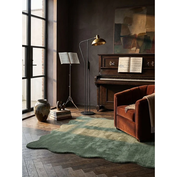 KADIMA DESIGN Teppich TIRSO Hochflorteppich Waldgrün 140x200 Uni Polyester Antirutsch, Rechteckig, Höhe: 18 mm, Trittschalldämmend, Strapazierfähig, Fußbodenheizung geeignet – Bild 2