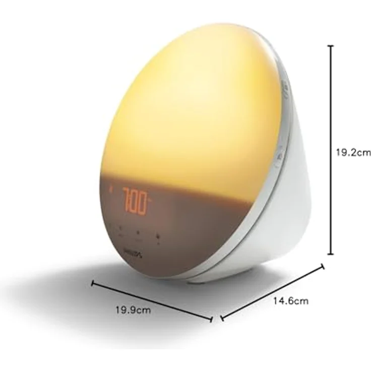 Philips Wake-up Light, farbige Sonnenaufgangssimulation, 20 Lichtstärken, 7 natürliche Klänge, Mitternachtslicht (Modell HF3531/01) – Bild 10