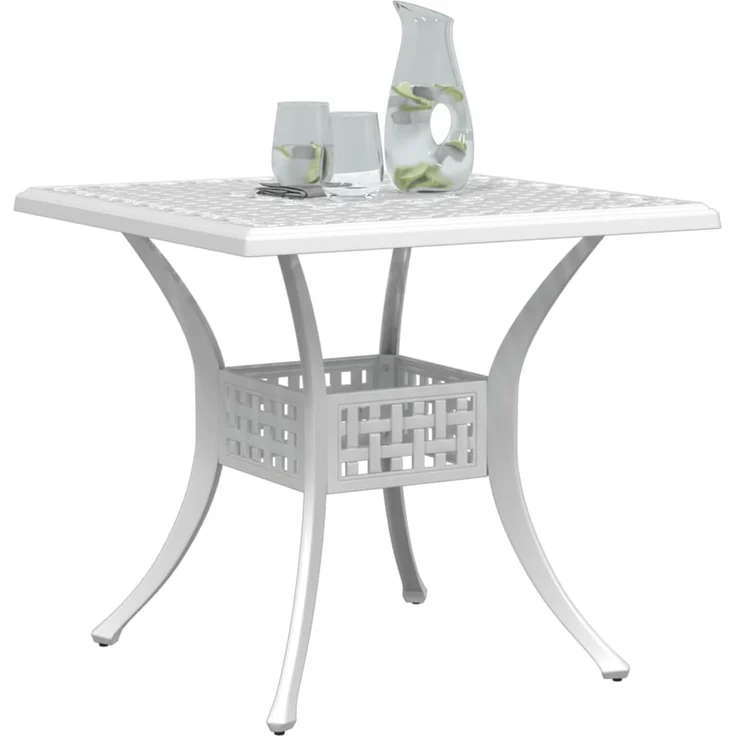 Gartentisch, Balkontisch, Beistelltisch Weiß 80x80x75 cm Aluminiumguss – Bild 4