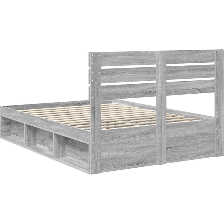 vidaXL Bettrahmen Graues Sonoma 140 x 200 cm Massives Kiefernholz 3411412 – Bild 8