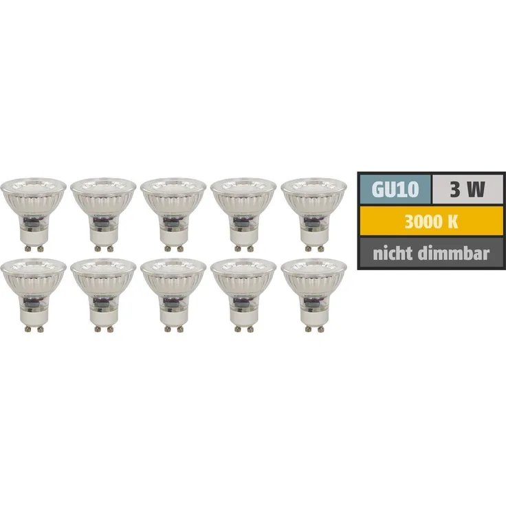 LED-Strahler McShine ''MCOB'' GU10, 3W, 250 lm, warmweiß, 10er-Pack