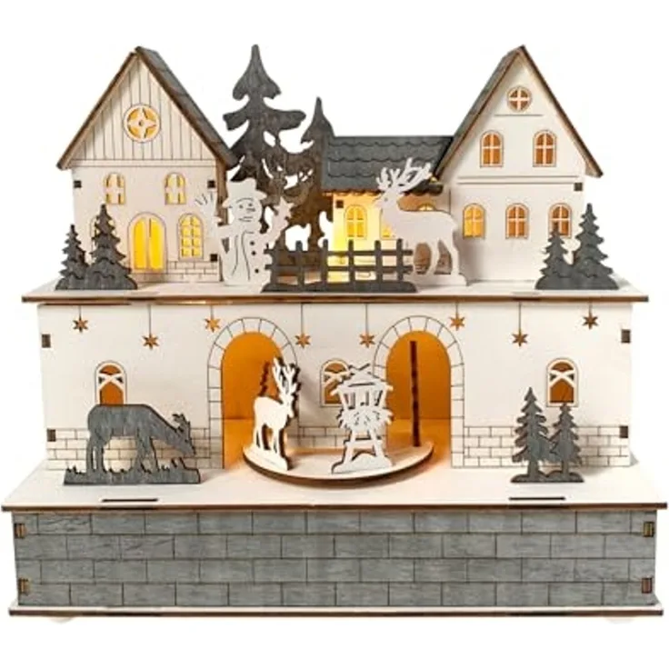 HTI-Living mit beweglichen Figuren Beleuchtete Weihnachtsszene