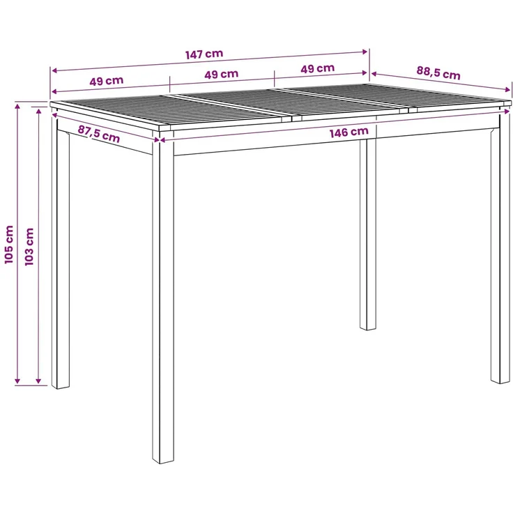 vidaXL Gartenbar-Tisch LAREN Weiß gewaschen 147 x 88,5 x 105 cm 901724 – Bild 8