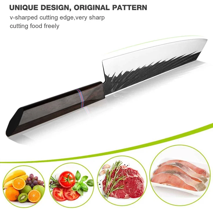 Mehrzweck Kochmesser Set- 8 Universalmesser, die unverzichtbaren, professionellen Küchenmesser Edelstahl mit sehr schön geformten eckigem Griff – Bild 7