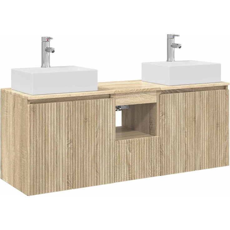 vidaXL Badezimmerschrank-Set 3 stk. Sonoma-Eiche 129 x 41 x 79,5 cm 3405649 – Bild 2