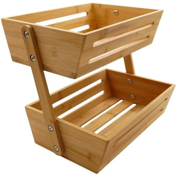 hausleben Obstschale Obstkorb mit 2 Etagen 34 x 22 x 28 cm, (1-tlg), Obstschale Obst Halter, Küche Ablagekorb Brot Snacks Korb – Bild 4