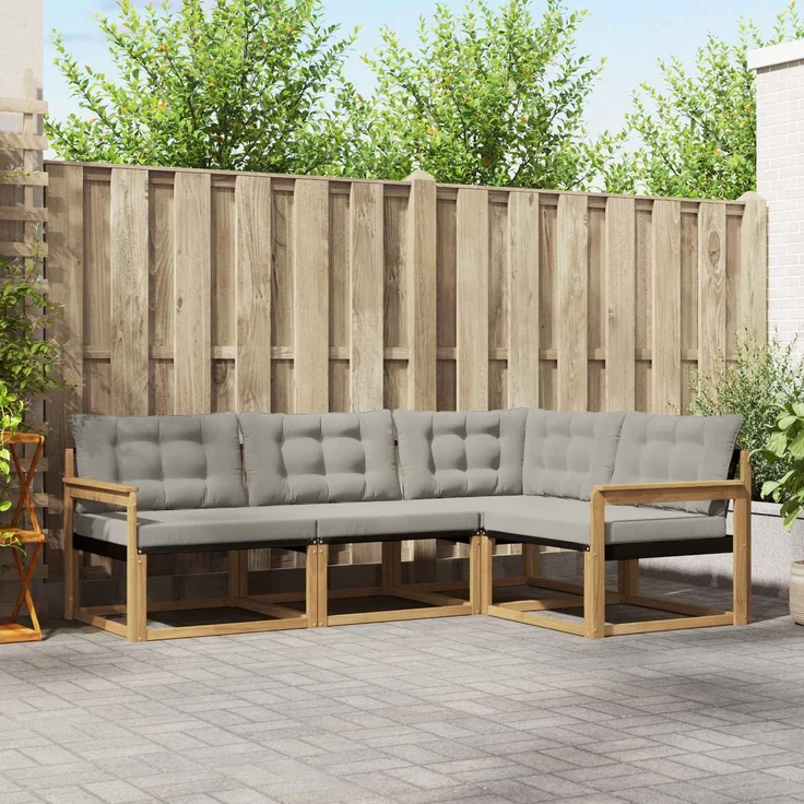 vidaXL Outdoor-Sofagarnitur 4 stk. Weiß und Hellgrau 3388629 – Bild 1