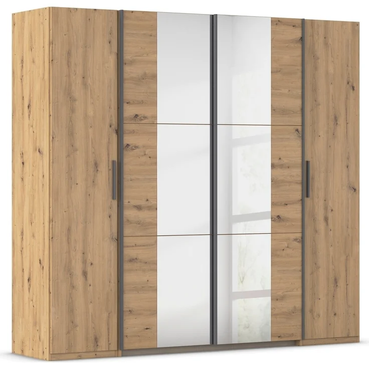 rauch Kleiderschrank, Dreh- und Schwebetürenschrank KRONACH, 4-türig, Eiche Artisan, 225 x 210 x 60 cm – Bild 3