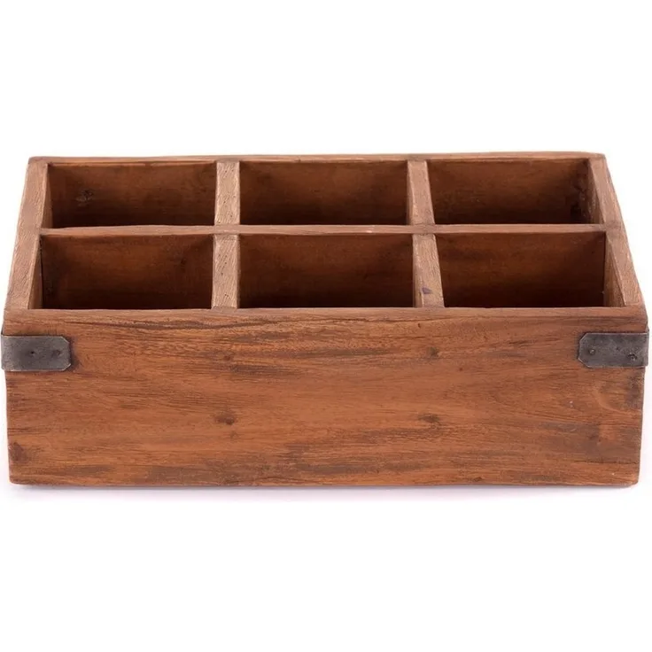 DESIGN DELIGHTS Truhe HOLZKISTE ORDINA, Altholz massiv Holz, 6 Fächer, Aufbewahrungskiste