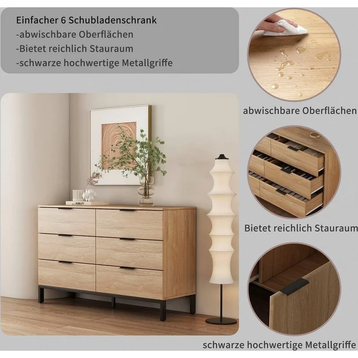 OTTO home Kommode Jorinde, Melaminoberfläche, flexibler Stauraum und robustes Metallgestell – Bild 2