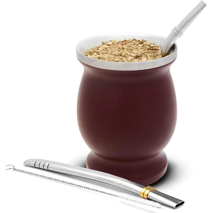 Balibetov MATE (Mate Becher) aus rostfreiem Edelstahl mit Bombilla (Sorbet) für mate (Rot) – Bild 1