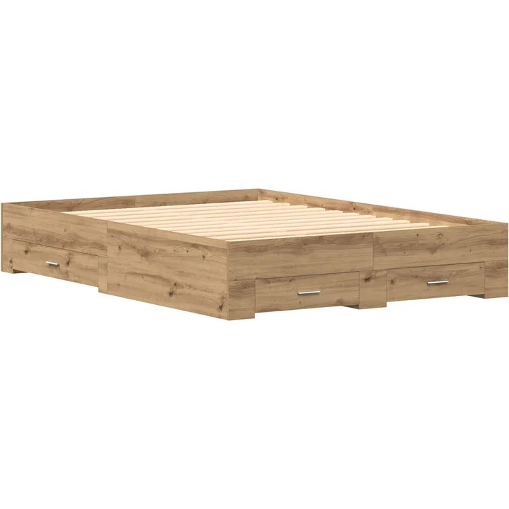 vidaXL Bettrahmen Artisan-Eiche 140 x 200 cm Holzwerkstoff 3333967 – Bild 4