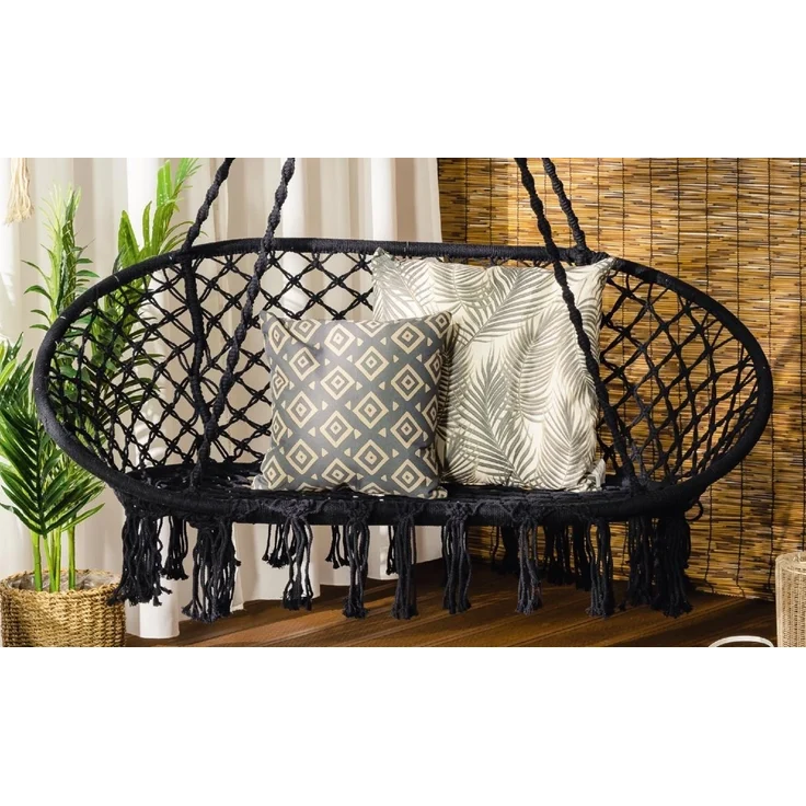 Hängesessel Boho schwarz mit Fransen – Bild 2