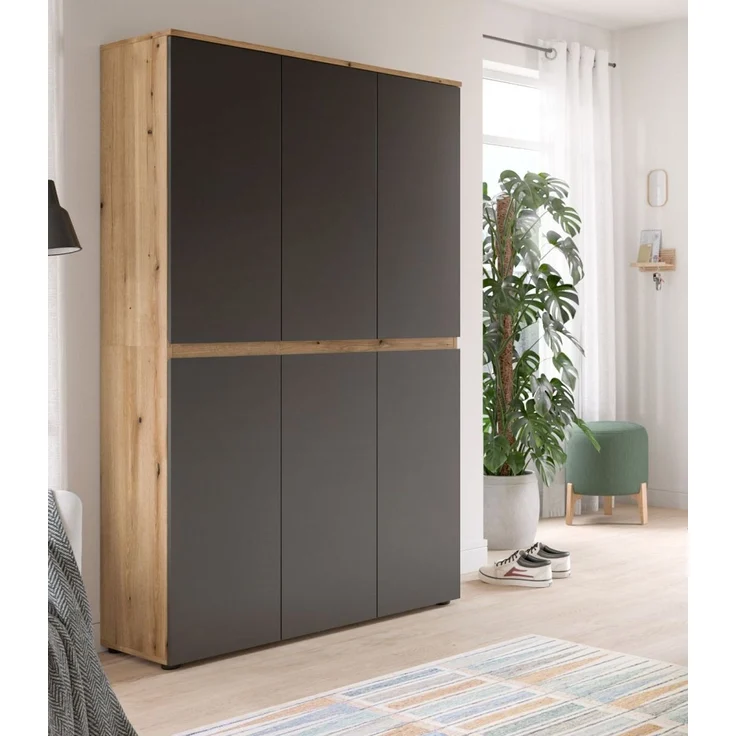 Mehrzweckschrank Assino in grau und Eiche 105x175 cm – Bild 2