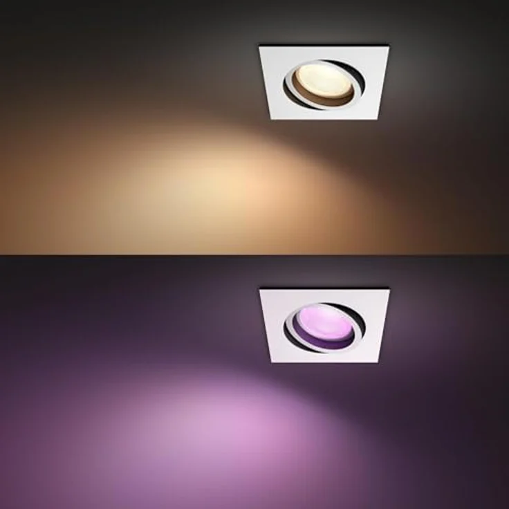 Philips Hue White & Color Ambiance Centura eckige Einbauspots 1-er Pack, dimmbare Deckenlampen für das Hue Lichtsystem mit 16 Mio. Farben, smarte Lichtsteuerung über Sprache und App, weiß – Bild 5