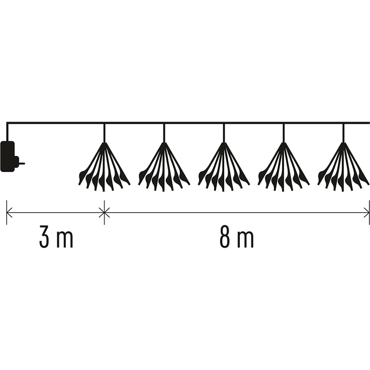 EMOS LED-Lichterkette warmweiß für Innen, 8 m lange Feuerwerk Weihnachtslichterkette NANO, 6 Stunden Timer Funktion, Netzteil und Transformator, für Partys, Weihnachten, Deko, grünes Kabel – Bild 7