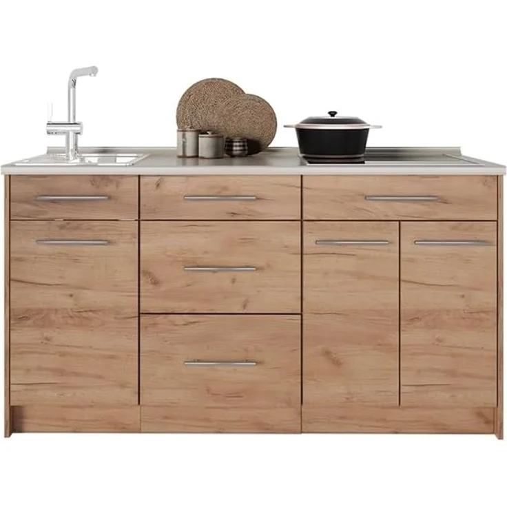 Küchenblock Fame-Line Goldkraft Eiche 150 cm, AP Marmor Vicco – Bild 8