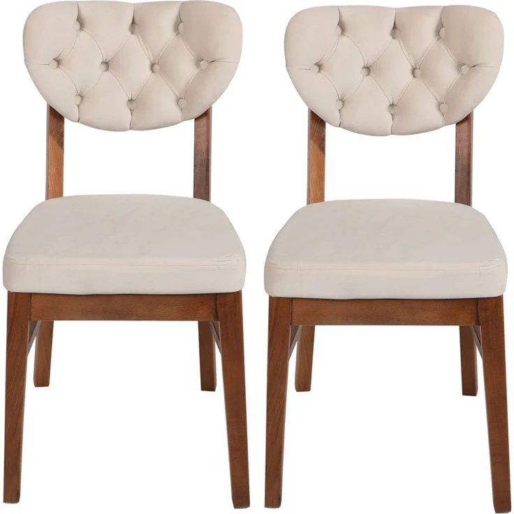 Skye Decor 'Elma 760 V2' Stuhlset (2-teilig), Walnuss / Beige, 41,5 x 86 x 43,5 cm – Bild 2