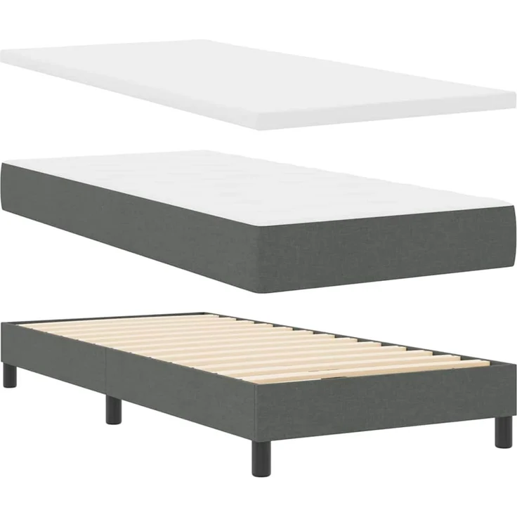 vidaXL Boxspringbett mit Kopfteil Dunkelgrau 90 x 190 cm Stoff 3340060 – Bild 4