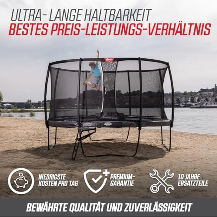 Berg Grand Champion InGround AirFlow Pro, ovales Trampolin 520 cm x 345 cm mit TwinSpring-Federn, grau – Bild 5