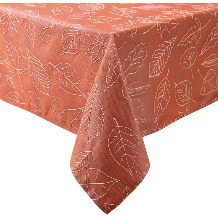 Laura Ashley Tischdecke, gewebter, bestickter Jacquard-Stoff, knitterfrei, für Esszimmer, Urlaub, Party, Hochzeit oder Bankett, 152,4x259,1 cm, Ahorngewürz