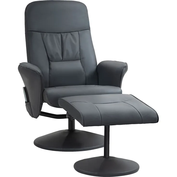 Wohnora-Massagesessel mit Fußhocker, Ergonomischer Stuhl mit 10 Vibrationspunkten, Kunstleder, 76 x 81 x 105 cm, Dunkelgrau,H 1050cm x T 760cm x B 810cm