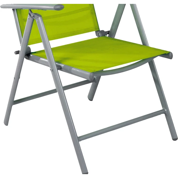 Garten Klappstuhl Gartenstuhl Hochlehner Alu Textilen Silbergrau/Lime – Bild 2