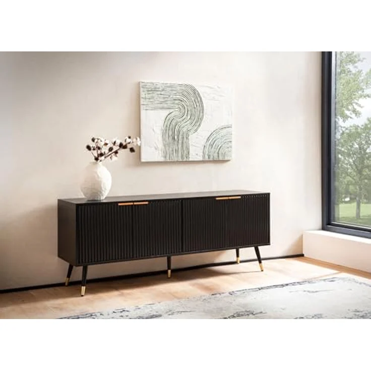 MID.YOU Mid.you Lowboard, Schwarz, Metall, 150x60x39 cm, stehend für Wohnzimmer – Bild 3