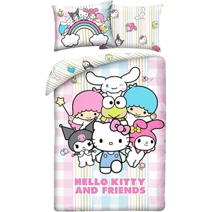 Hello Kitty Bettwäsche Set aus Mikrofaser Bettdeckenbezug 140 × 200 cm mit 70 × 90 cm Kissenbezug – Bild 2