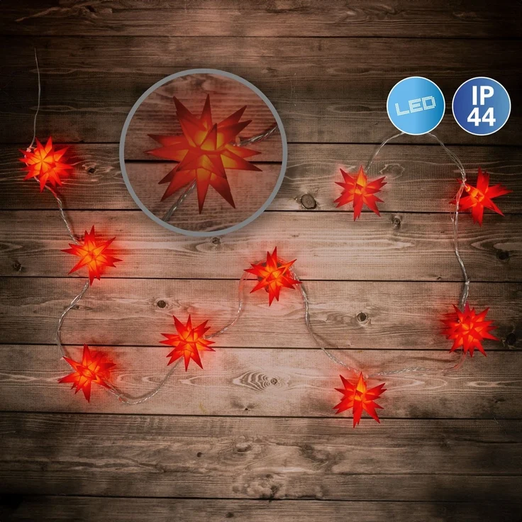 Lichterkette Outdoor Weihnachten 3D Sterne Weihnachtslichterkette Rot 5260221 – Bild 6